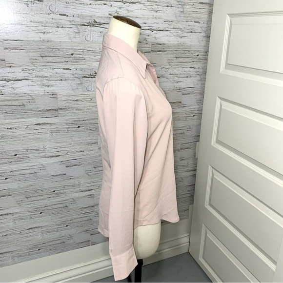 VIOLET + Claire Blush Pink Feminin Blouse Button Down Minimalist Flowy Top M - Picture 5 of 11